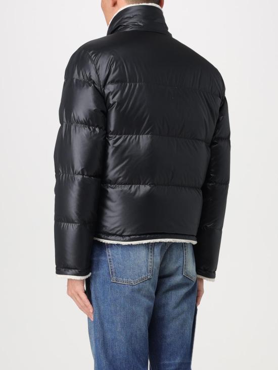  생로랑 시어링 디테일 나일론 푸퍼 다운 자켓 745644Y9G12 1001 Black - SAINT LAURENT