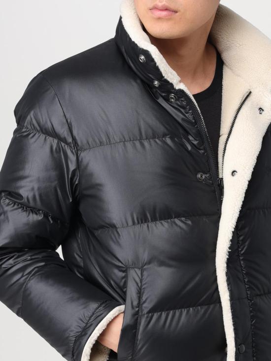  생로랑 시어링 디테일 나일론 푸퍼 다운 자켓 745644Y9G12 1001 Black - SAINT LAURENT