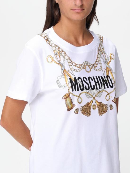  모스키노 반팔 티셔츠 07035541 1001 White - MOSCHINO
