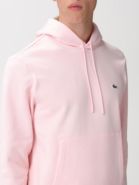 25FW 라코스테 오가닉 코튼 후드 티셔츠  SH9623 T03 Pink - LACOSTE