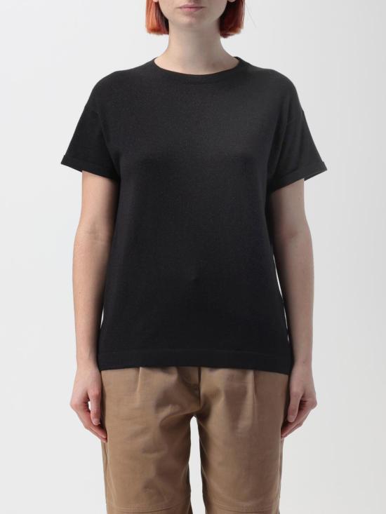 26SS 브루넬로 쿠치넬리 스파클링 캐시미어 실크 니트 티셔츠 M41810000 C101 Black