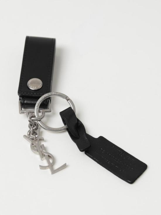 26SS 생로랑 모노그램 키링 스무스 레더 5183230SX0E 1000 Black - SAINT LAURENT