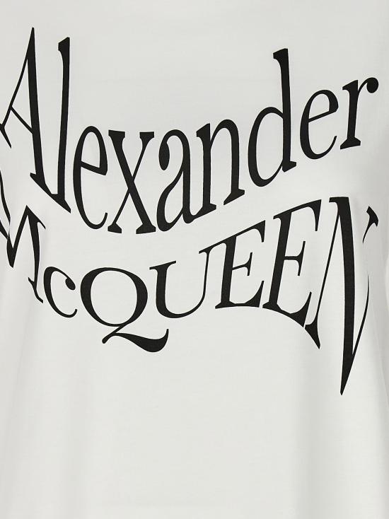  알렉산더 맥퀸 반팔 티셔츠 781403QZALT0900 White Black - ALEXANDER MCQUEEN