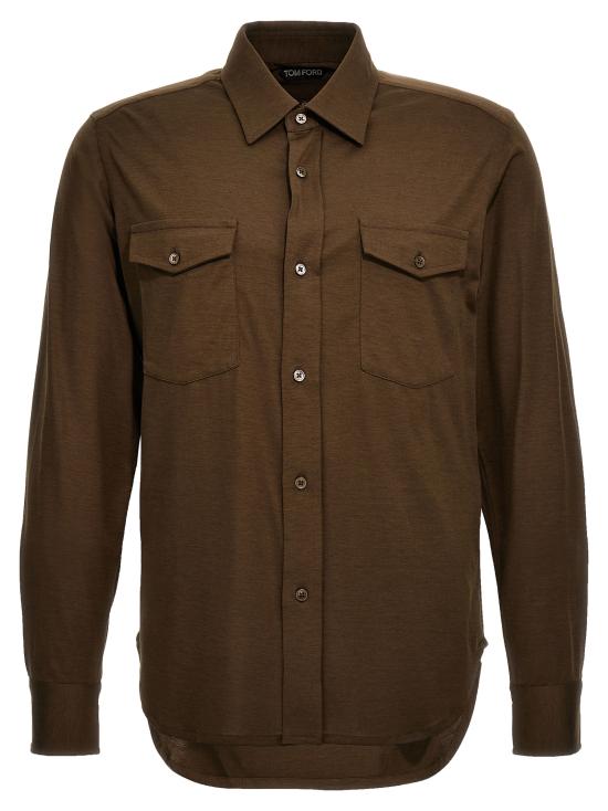  톰포드 / 남성 실크 블렌드 긴팔 셔츠 JBL001JMS001S23KB386 Brown BPG
