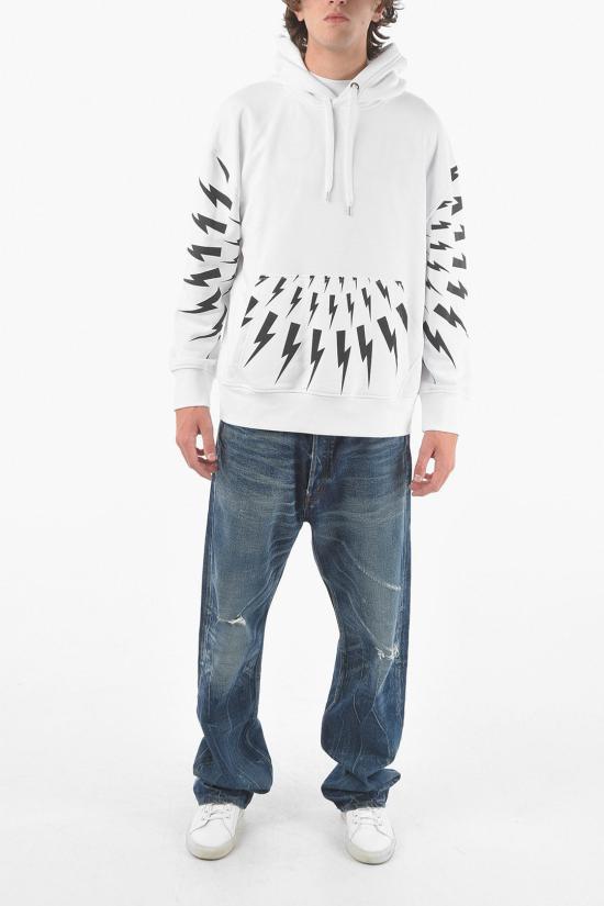  닐바렛 후드 티셔츠 BJS006S R523S 526 Black White - NEIL BARRETT