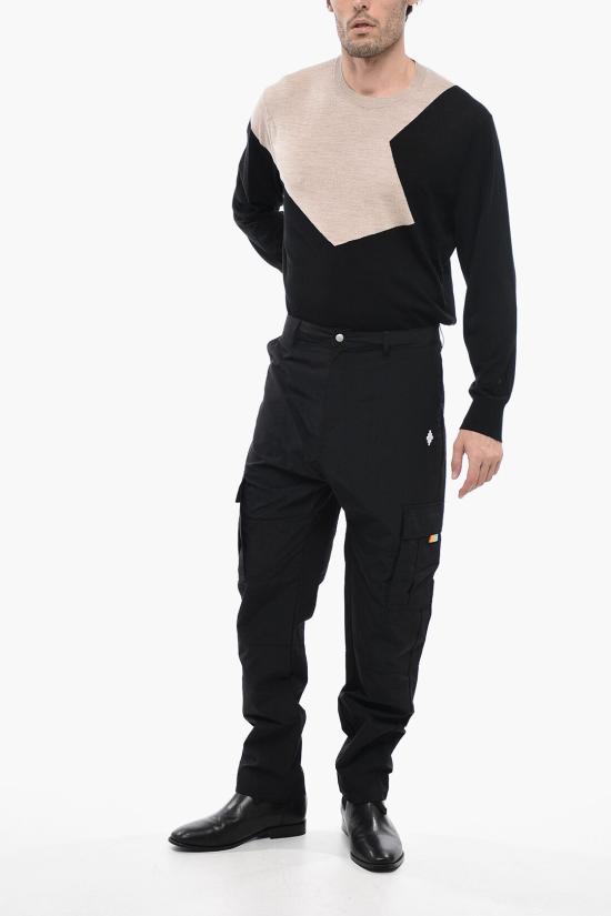  마르셀로 불론 스트레이트 팬츠 CMCF014S23FAB001 1001 Black - MARCELO BURLON