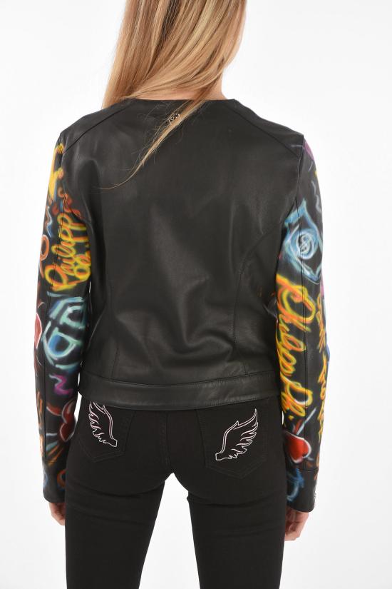  필립 플레인 가죽 자켓 P19C WLB0867 PLE002N 02 Nero Multicolor - PHILIPP PLEIN