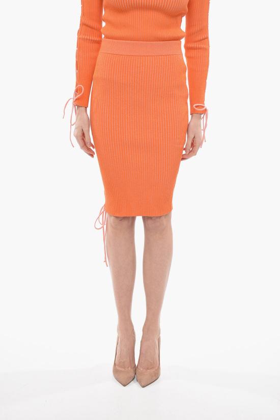  오프화이트 미디 스커트 OWHL028S23KNI0012600 Orange