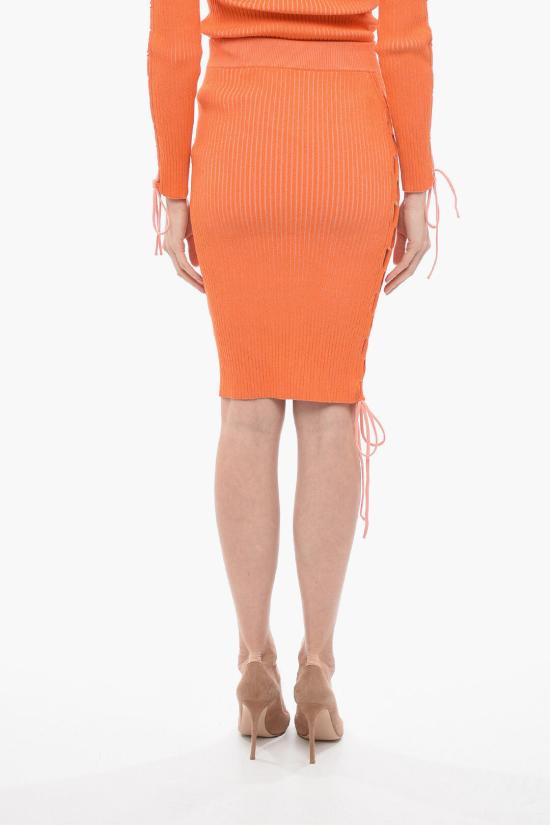 오프화이트 미디 스커트 OWHL028S23KNI0012600 Orange - OFF WHITE