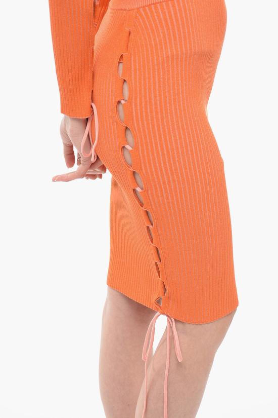  오프화이트 미디 스커트 OWHL028S23KNI0012600 Orange - OFF WHITE