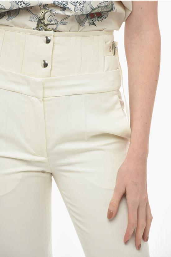  막스마라 스트레이트 크롭 팬츠 21310228600 002 White - MAX MARA