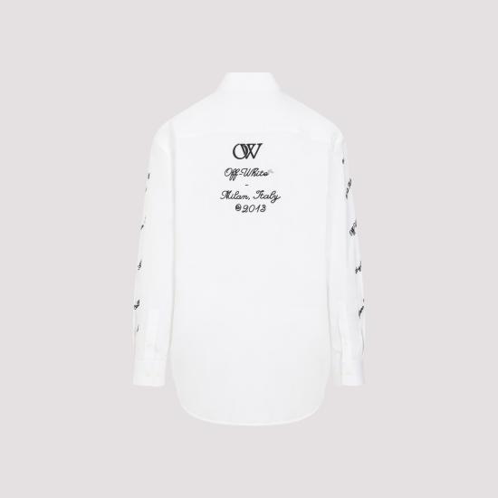  오프화이트 긴팔 긴팔 셔츠 OMGE004S24FAB002 0110 WHITE BLACK - OFF WHITE