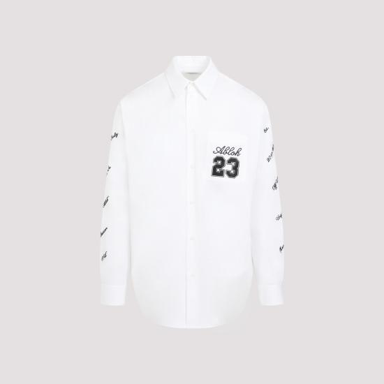  오프화이트 긴팔 긴팔 셔츠 OMGE004S24FAB002 0110 WHITE BLACK - OFF WHITE