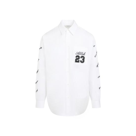  오프화이트 긴팔 긴팔 셔츠 OMGE004S24FAB002 0110 WHITE BLACK - OFF WHITE