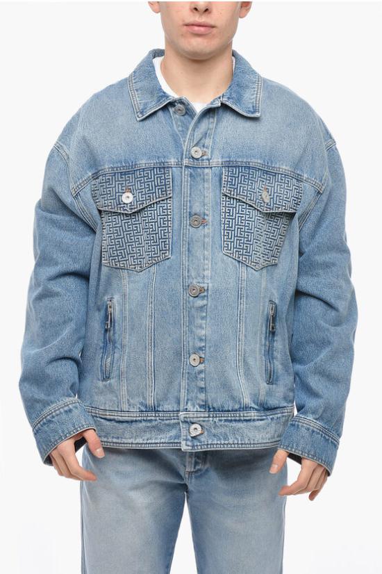  23SS 발망 / 남성 모노그램 더블포켓 데님 자켓 AH1TC145DD09 6FF Blue BPG - BALMAIN