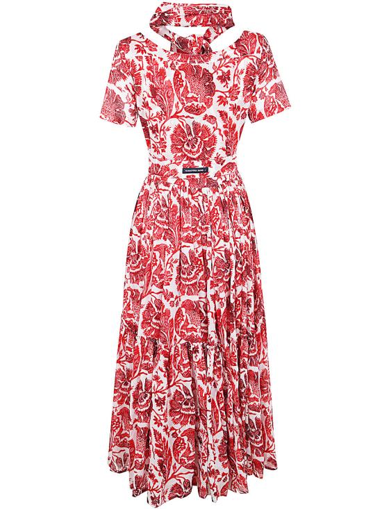  사만다 성 롱 원피스 MELANIEDRESS P WHITE RED - SAMANTHA SUNG