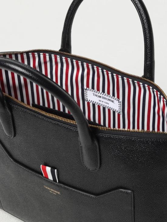 26SS 톰브라운 페블 그레인 레더 슬림 브리프케이스 MAG444A00198 001 Black - THOM BROWNE