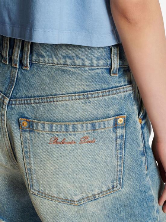  발망 데님 숏팬츠 CF1MA120DE04 6FF DS025109 36 - BALMAIN