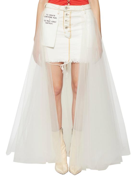  벤 타베르니티 언라벨 숏 스커트 XYF013084009 0101 White