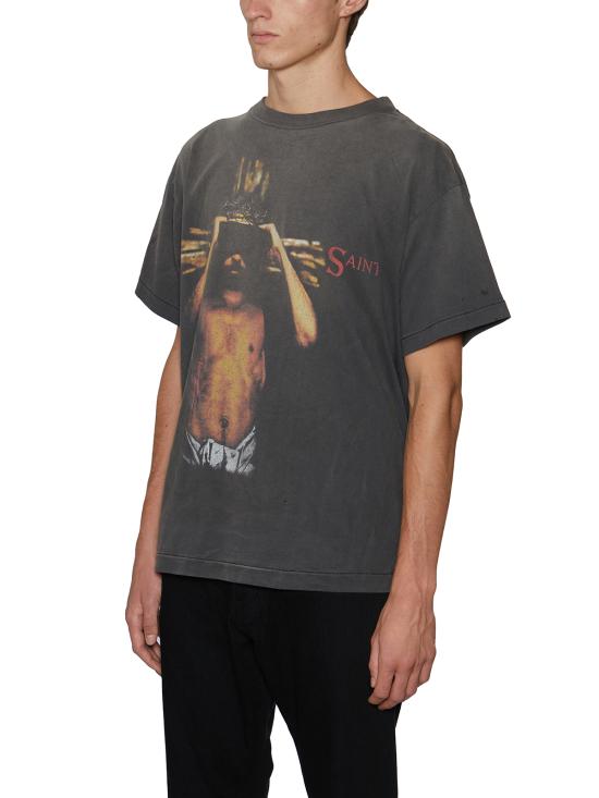 25FW 세인트 미카엘 반팔 티셔츠 GSMS230000009 Grey - SAINT MXXXXXX