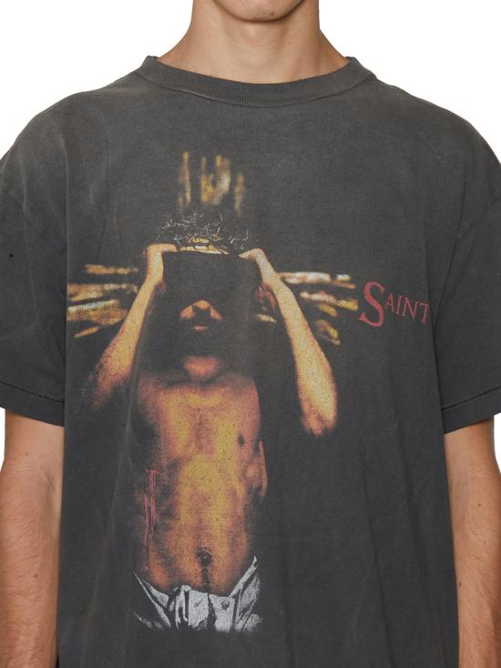 25FW 세인트 미카엘 반팔 티셔츠 GSMS230000009 Grey - SAINT MXXXXXX