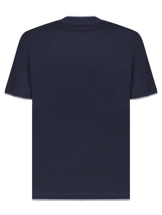 26SS 브루넬로 쿠치넬리 자수 로고 티셔츠 M0B137427 CD325 Blue - BRUNELLO CUCINELLI