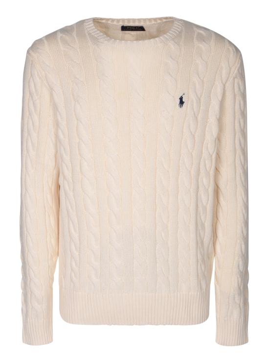 26SS 폴로 랄프로렌 로고 자수 케이블 니트 스웨터 710775885 024 White