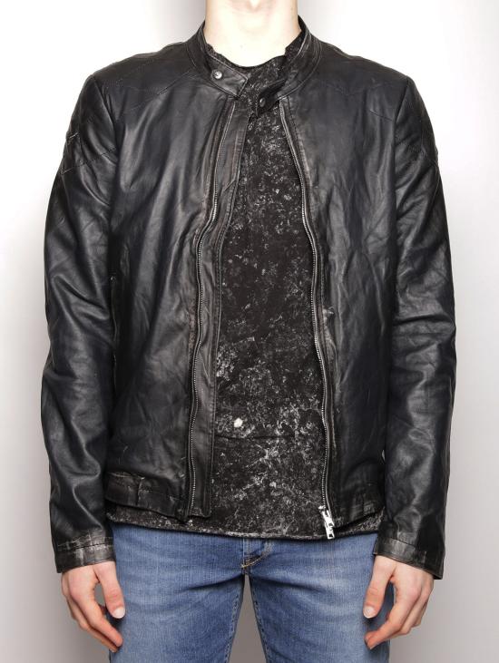  조르지오 브라토 가죽 자켓 Pelle Stile Biker Con Abrasioni Nero를 입은 Giacca - GIORGIO BRATO