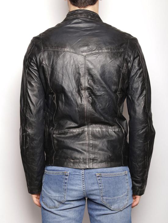  조르지오 브라토 가죽 자켓 Pelle Stile Biker Con Abrasioni Nero를 입은 Giacca - GIORGIO BRATO