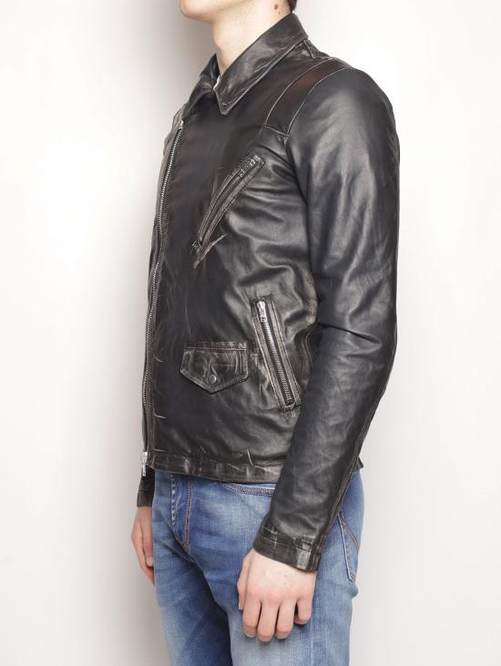  조르지오 브라토 가죽 자켓 지아카 인 펠레 빈티지 네로 - GIORGIO BRATO