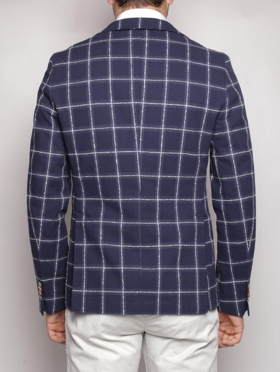  마뉴엘리츠 수트 자켓 자카드 피네스트라토 Blu/Bianco 소재의 Giacca - MANUEL RITZ
