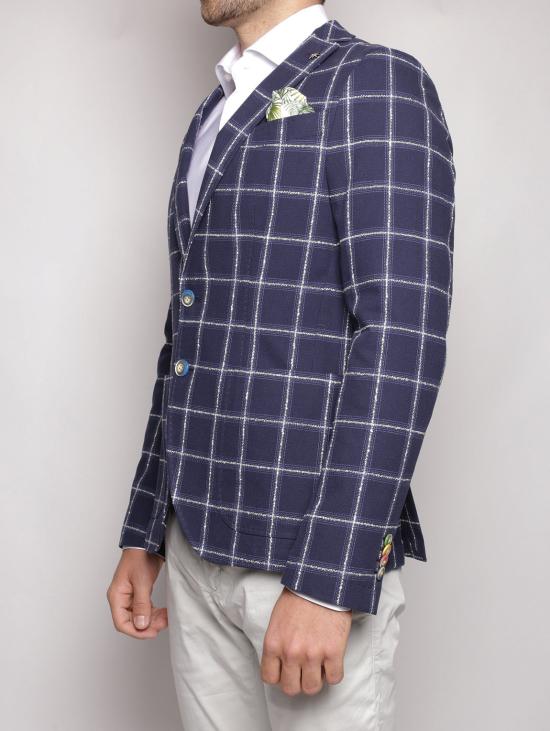  마뉴엘리츠 수트 자켓 자카드 피네스트라토 Blu/Bianco 소재의 Giacca - MANUEL RITZ