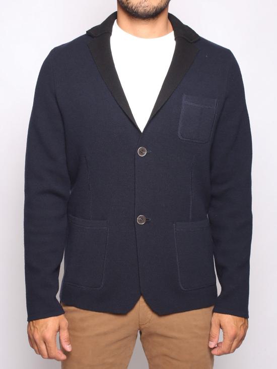  알파스튜디오 가디건 Lana Rasata Bicolore Dark Blue를 입은 Giacca