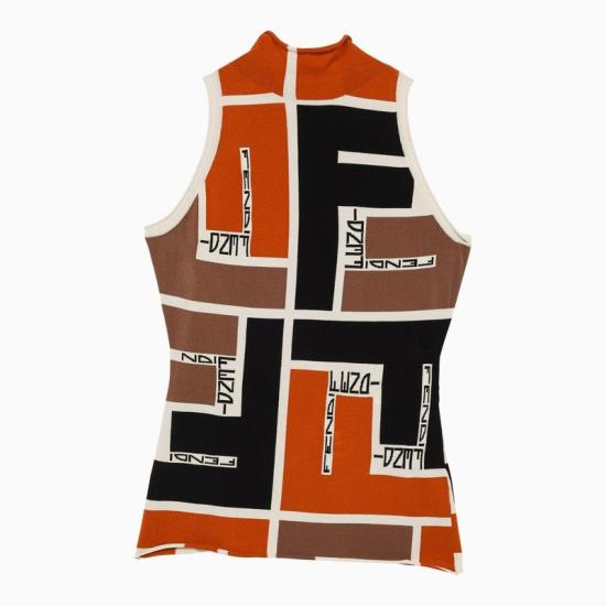 24SS 펜디 민소매 티셔츠 FZXB84ARV2 YELLOW ORANGE - FENDI