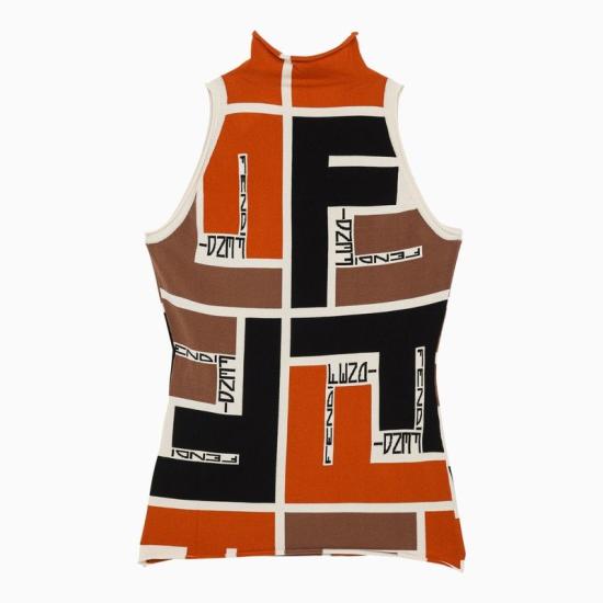 24SS 펜디 민소매 티셔츠 FZXB84ARV2 YELLOW ORANGE