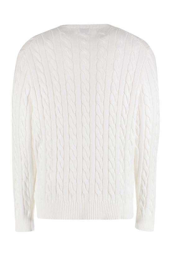  폴로 랄프로렌 로고 자수 케이블 니트 스웨터 710775885 033 WHITE - POLO RALPH LAUREN