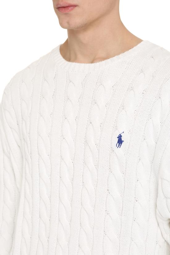  폴로 랄프로렌 로고 자수 케이블 니트 스웨터 710775885 033 WHITE - POLO RALPH LAUREN