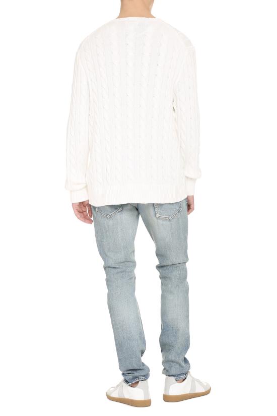  폴로 랄프로렌 로고 자수 케이블 니트 스웨터 710775885 033 WHITE - POLO RALPH LAUREN