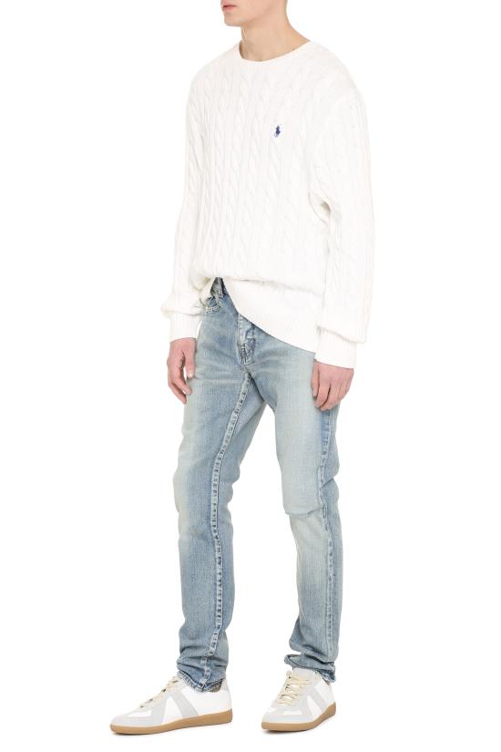  폴로 랄프로렌 로고 자수 케이블 니트 스웨터 710775885 033 WHITE - POLO RALPH LAUREN