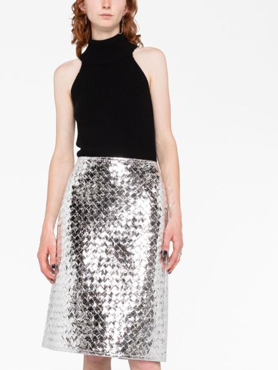  보테가베네타 미디 스커트 754610 V39N08101 Silver - BOTTEGA VENETA