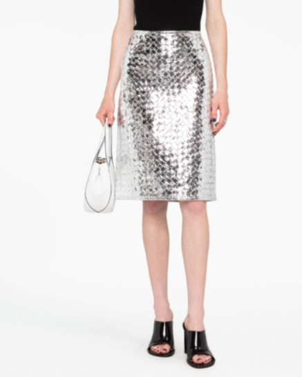 보테가베네타 미디 스커트 754610 V39N08101 Silver - BOTTEGA VENETA
