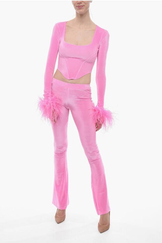  아드리아나 핫 꾸뛰르 플레어 팬츠 HOT JUICY 2 0 FLARE PANTS BABY PINK Pink - ADRIANA HOT COUTURE