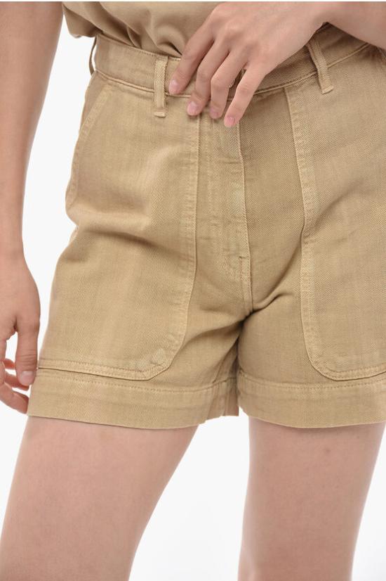  나인인더모닝 데님 숏팬츠 MH05 T59CAMEL Brown - NINE IN THE MORNING