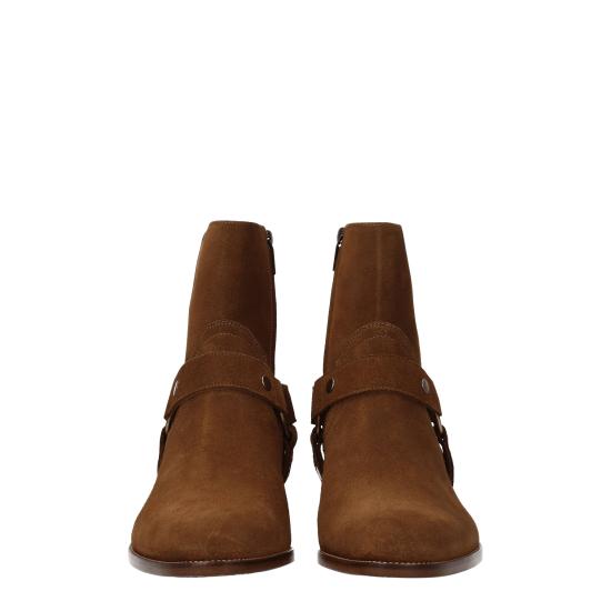 24FW 생로랑 스웨이드 하네스 와이어트 부츠 443190BPN005710 - SAINT LAURENT