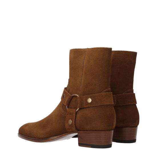 24FW 생로랑 스웨이드 하네스 와이어트 부츠 443190BPN005710 - SAINT LAURENT