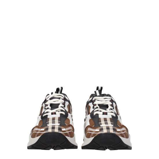 26SS 버버리 빈티지 체크 코튼 레더 스니커즈 8064282 - BURBERRY