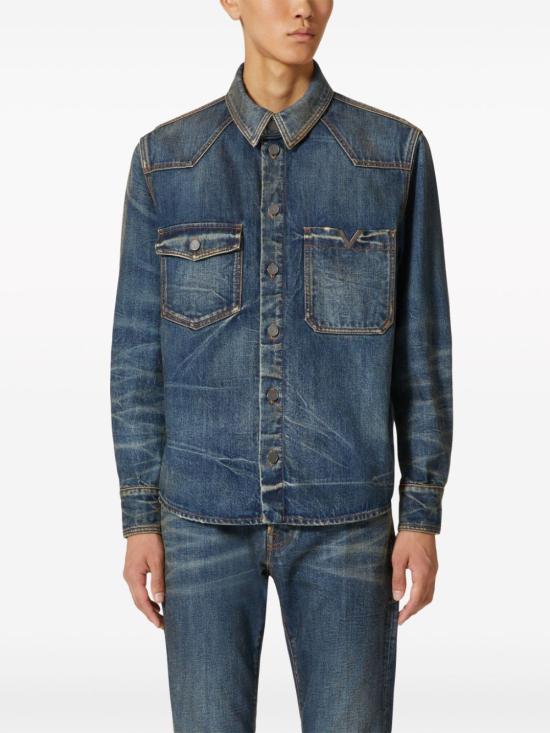  발렌티노 가라바니 데님 셔츠 4V3DB02R 9YN528 Blue - VALENTINO GARAVANI