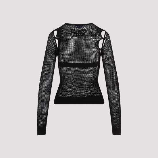  오프화이트 긴팔 티셔츠 OWHT020S24KNI001 1010 BLACK BLACK - OFF WHITE