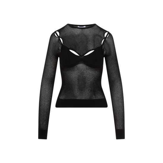  오프화이트 긴팔 티셔츠 OWHT020S24KNI001 1010 BLACK BLACK - OFF WHITE