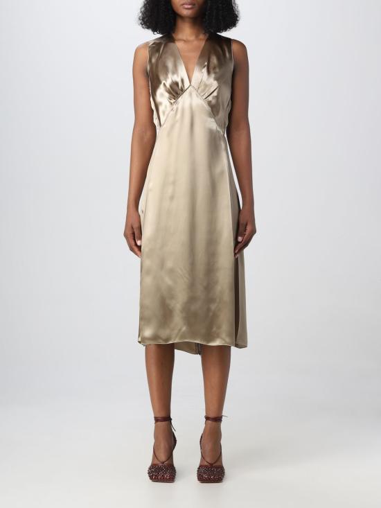  보테가베네타 미디 원피스 723022V2LC0 9640 Gold